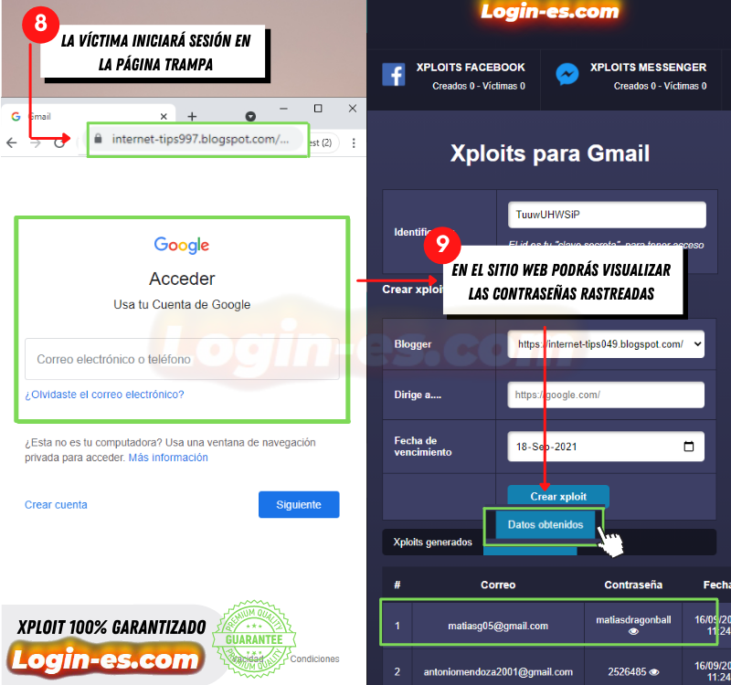 hackear gmail con xploits